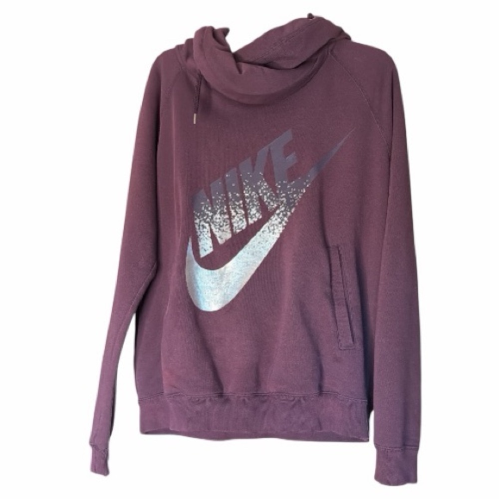 Nike Purple Maroon Hooded Sweatshirt with Silver Swoosh